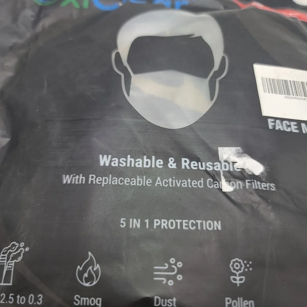 CXI Clear Reusable Camo Face Mask With Replaceable Carbon Filters